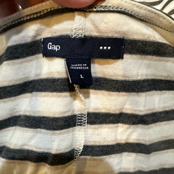 GAP Size L Cotton Knit Ivory Gray Striped Nautical Dress Rope Bow Belt R $69 - Picture 6 of 11